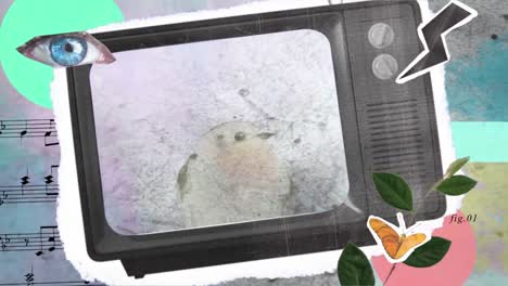 Animation-of-tears-of-vintage-television-screen