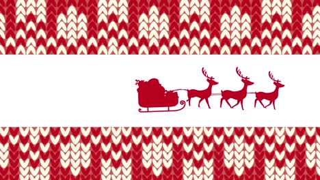Digital-animation-of-red-silhouette-of-santa-claus-in-sleigh-being-pulled-by-reindeers