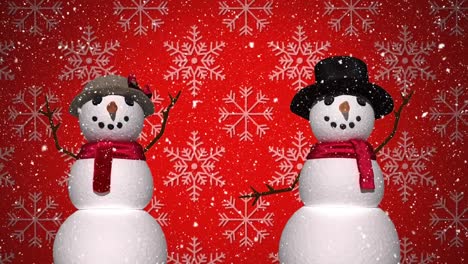 Animation-Von-Zwei-Winkenden-Schneemännern