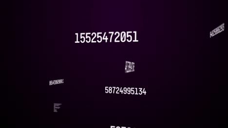 Animation-of-white-numbers-changing-and-data-processing-over-purple-background
