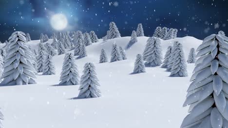 Animation-of-winter-scenery-with-snow-falling