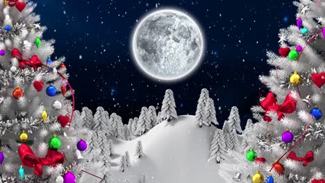 Animation-of-winter-scenery-with-christmas-trees