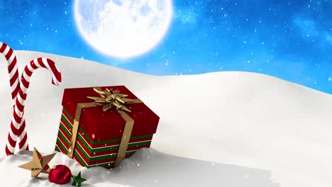 Digital-animation-of-snow-falling-over-candy-cane