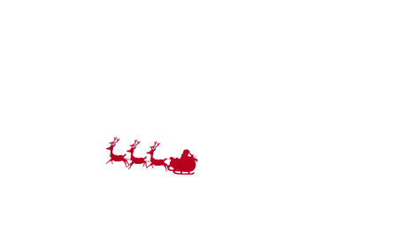 Digitale-Animation-Der-Roten-Silhouette-Des-Weihnachtsmanns-Im-Schlitten,-Der-Von-Rentieren-Vor-Weiß-Gezogen-Wird