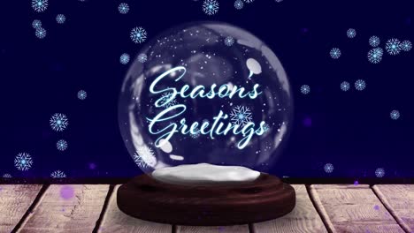 Digital-animation-of-snowflakes-falling-and-shooting-star-spinning-around-seasons-greetings-text