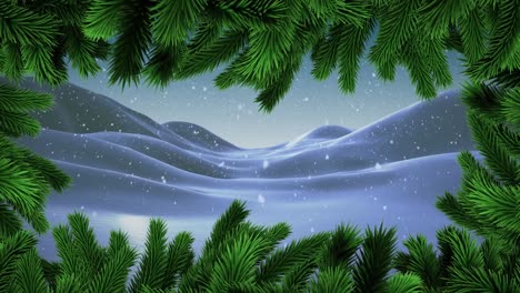 Animation-of-winter-scenery-with-mountains