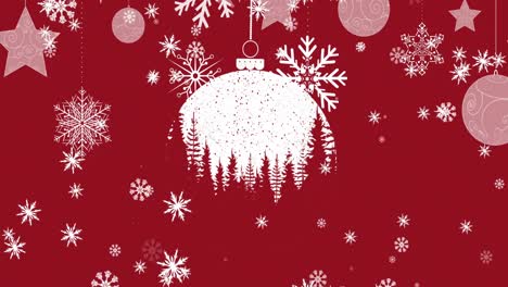 Animation-of-christmas-red-and-white-bauble