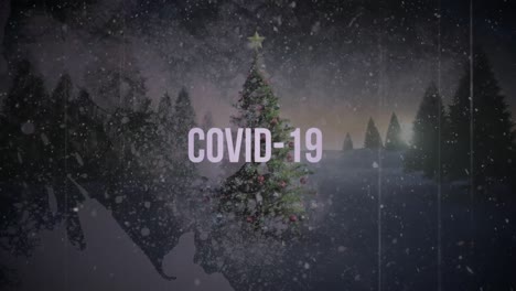 Animation-of-covid-19-text-with-christmas-tree