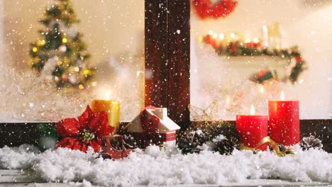 Animation-of-winter-scenery-with-christmas-decorations-seen-through-window