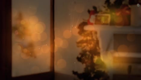 Animation-of-moving-lights-with-christmas-decoration-and-fireplace