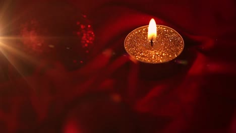 Animation-of-christmas-red-bauble-decoration-and-candle