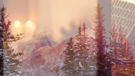 Animation-Leuchtender-Weihnachtskerzen-über-Der-Winterlandschaft