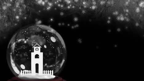 Animation-of-christmas-snow-globe-decoration-with-snow-falling