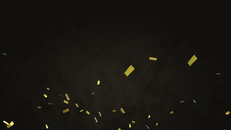Animation-of-gold-confetti-falling-over-clouds-on-grey-background