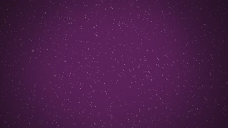 Animation-of-winter-scenery-with-snow-falling-against-purple-background