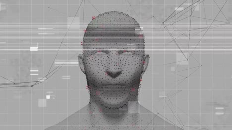 Animation-Eines-Menschlichen-Kopfes,-Der-Mit-Digitaler-Schnittstellendatenverarbeitung-Leuchtet