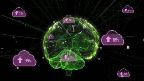 Animation-of-glowing-human-brain-with-numbers-processing-on-clouds