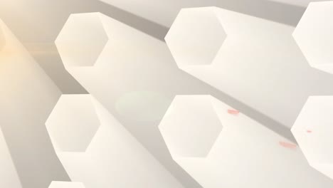 Animation-of-glowing-network-of-3d-white-hexagon-shapes