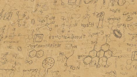 Animation-of-black-structural-formulae-of-chemical-compounds-on-paper