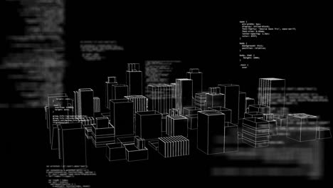 Animación-Del-Procesamiento-De-Datos-Sobre-Un-Modelo-De-Ciudad-En-3D.