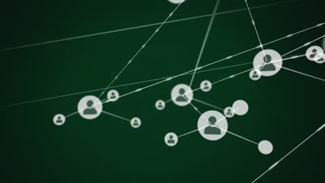 Digitale-Animation-Eines-Netzwerks-Von-Verbindungen-über-Gitterlinien-Vor-Grünem-Hintergrund