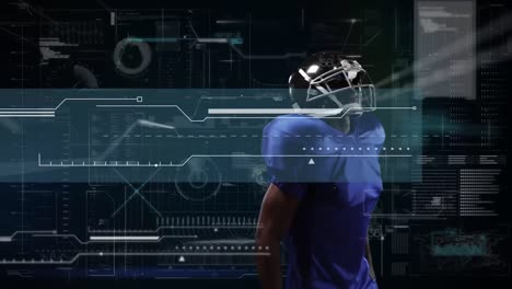 Animation-Der-Digitalen-Datenverarbeitung-über-Einem-American-Football-Spieler