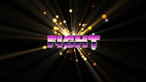 Animation-of-fight-text-in-pink-metallic-letters-over-glowing-yellow-spotlights