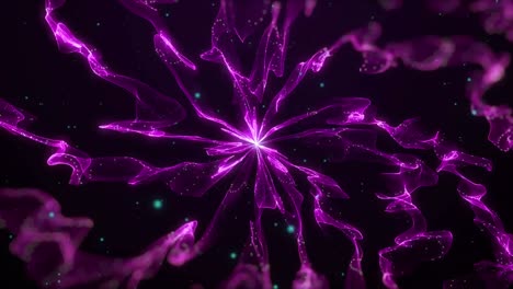 Animation-Von-Blau-Leuchtenden-Scheinwerfern,-Die-über-Einer-Explosion-Violetter-Lichtspuren-Schweben