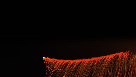 Animation-of-orange-light-trails-appearing-over-black-background