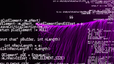 Animation-of-data-processing-over-explosion-of-purple-light-trails