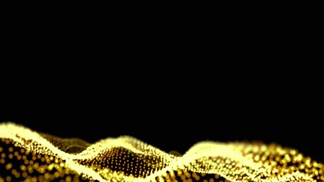 Animation-Eines-Abstrakten-Wellenförmigen-Netzes-Mit-Gelben-Flecken-Auf-Schwarzem-Hintergrund