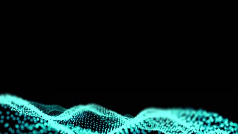 Animation-of-abstract-mesh-with-blue-glowing-spots-floating-and-waving-on-black-background