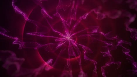 Animation-of-explosion-of-pink-light-trails-over-pink-pulsating-circles-in-background