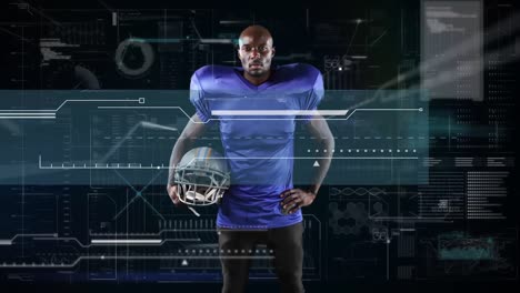 Animation-of-digital-data-processing-over-portrait-of-american-football-player