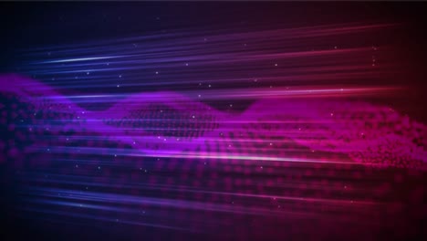 Animation-of-glowing-lines-abstract-mesh-with-pink-and-purple-spots-floating-and-waving