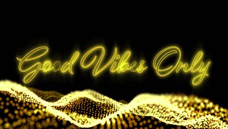 Animation-of-good-vibes-only-neon-text-with-yellow-glowing-mesh-over-black-background