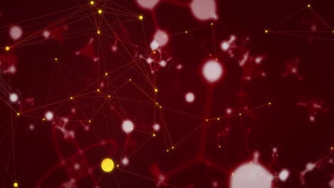 Animation-Eines-Netzwerks-Von-Verbindungen-Mit-Leuchtenden-Punkten-Und-Schwebenden-Molekülen
