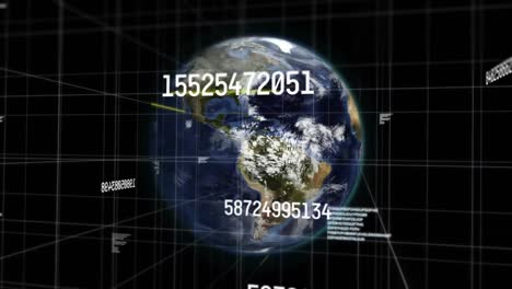 Animation-Von-Zahlenänderungen-Und-Datenverarbeitung-über-Globus-Und-Gitter