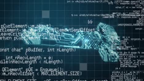 Digitale-Animation-Der-Datenverarbeitung-über-Das-Online-Sicherheitsschlüsselsymbol-Vor-Blauem-Hintergrund