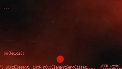 Animation-of-data-processing-over-explosion-of-red-light-spots-and-clouds-of-smoke