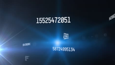 Animation-of-numbers-changing-data-processing-on-glowing-blue-background
