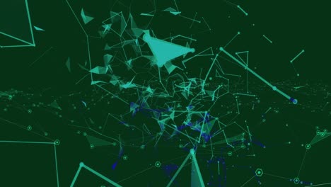 Animation-of-network-of-connections-floating-on-green-background