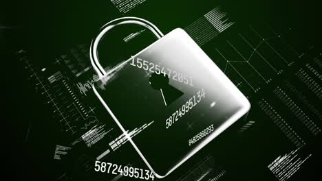 Animation-of-numbers-changing-data-processing-against-online-security-padlock