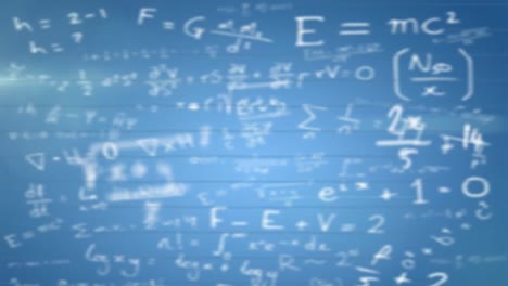 Digitale-Animation-Von-Schulkonzeptsymbolen-Vor-Mathematischen-Gleichungen-Und-Diagrammen-Auf-Blauem-Hintergrund