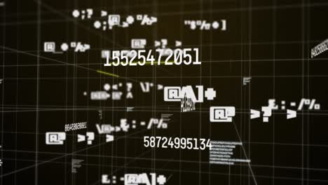Animation-of-numbers-changing-with-data-processing-on-brown-background