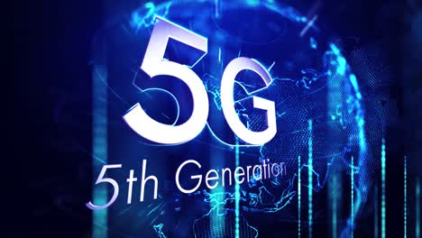 Animation-of-5g-5th-generation-text-over-globe-spinning