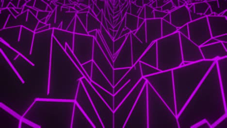 Animation-of-glowing-purple-outlined-mountains-on-map-moving-on-seamless-loop