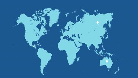 Mapa-Del-Mundo-Azul-Con-Una-Red-Blanca-En-Movimiento-De-Puntos-Conectados-Sobre-Fondo-Azul