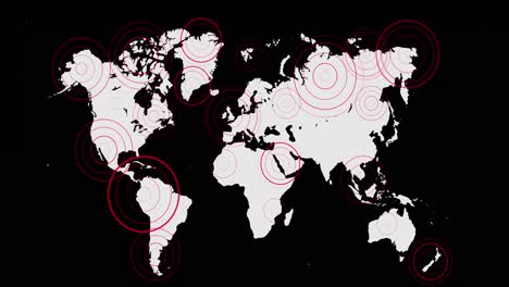 Weiße-Weltkarte-Mit-Strahlend-Roten-Konzentrischen-Kreisen-über-Gebieten-Auf-Blauem-Hintergrund