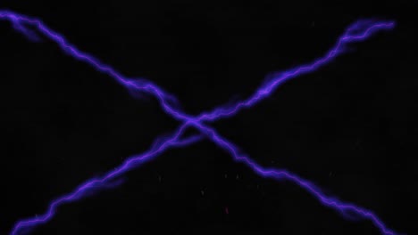 Purple-lines-of-electrical-current-crossing-on-black-background